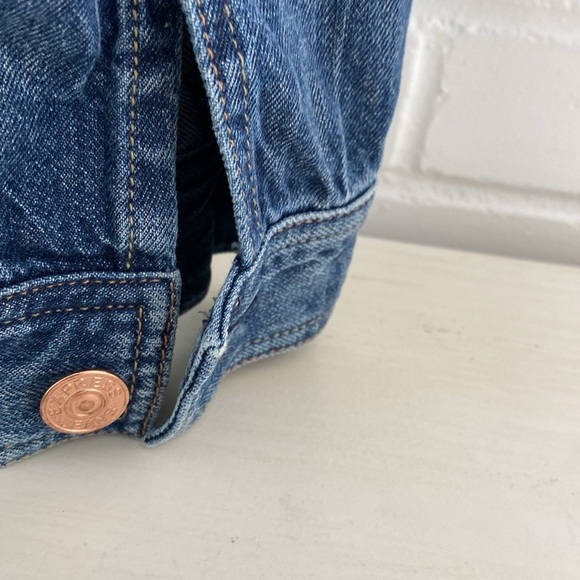 Express Denim Blue Jean Jacket With Copper/Silver Adornments Size M - Picture 9 of 9